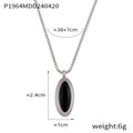 Gold Steel Oval Stone Shell Pendant Necklace Variants view 7