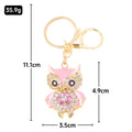 Rhinestone Enamel Owl Keychain Metal Cartoon Bird Bag Charm view 3