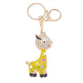 Rhinestone Giraffe Keychain Gold Metal Cute Animal Charm view 5
