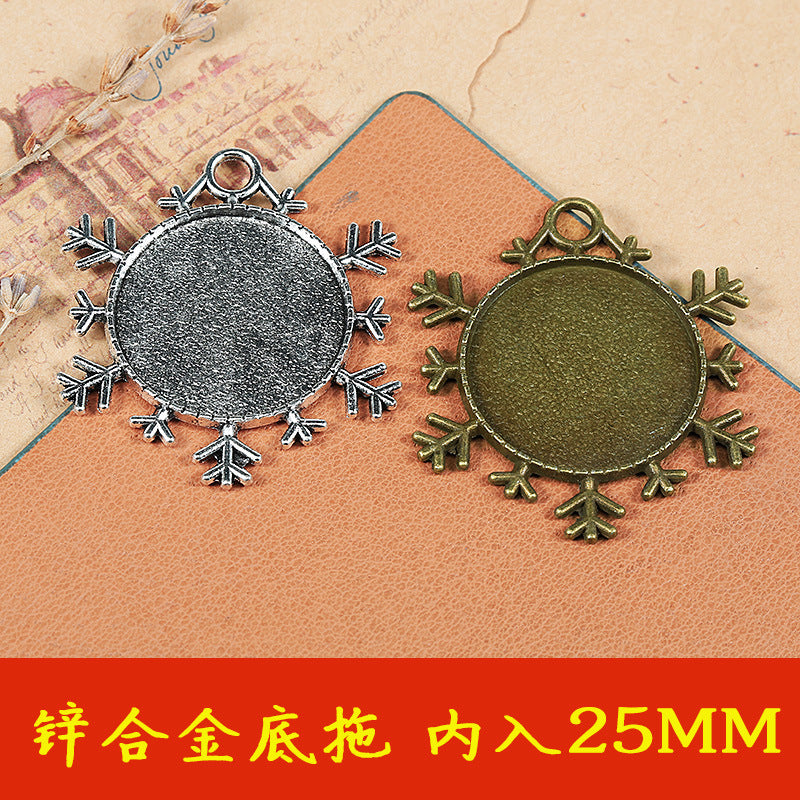 25mm Snowflake Alloy Cabochon Tray Bezel Setting Pendant Base