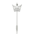 Crown Stick Pin Brooch in Detailed Metal and Crystal Design view 5