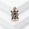 Compact Jeweled Turtle Brooch in Red Blue or Green view 8