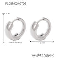 Chunky Two-Tone Huggie Hoop Earrings Gold Steel Metal Pair view 9