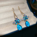 Floral Crystal Teardrop Hook Earrings in Three Colors view 7