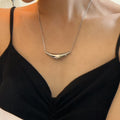Polished Curved Bar Pendant Necklace in Gold and Silver Tones view 4