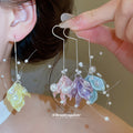 Pastel Floral Petal Drop Earrings with Pearl Accents view 1