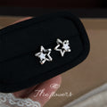 Silver Open Star Stud Earrings Pave Crystal Center view 4