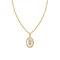 White Shell Tulip Oval Pendant Necklace Gold Tone Chain view 5