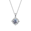 Silver Windmill Swirl Pave Clear Round Pendant Necklace view 3