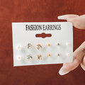 Pearl Crystal Ball Stud Earrings Six Pair Mixed Card Set view 4