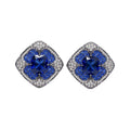 Blue Square Halo Crystal Statement Stud Earrings Statement Jewelry Pair view 5