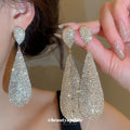 Long Crystal Teardrop Statement Earrings in Two Tones view 2