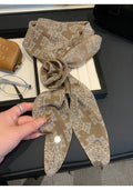 Narrow Patterned Scarf Ties In Seven Neutral And Blue Designs view 10
