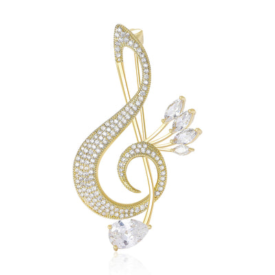 Crystal Treble Clef brooch shown from the front