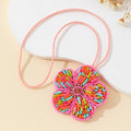 Beaded Multicolor Flower Pendant Necklace Pink Cord view 4