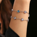Heart And Square Zircon Station Bracelets Gold Or Steel view 3