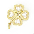 Gold Four Leaf Clover Brooch White Mother Of Pearl Leaves view 4