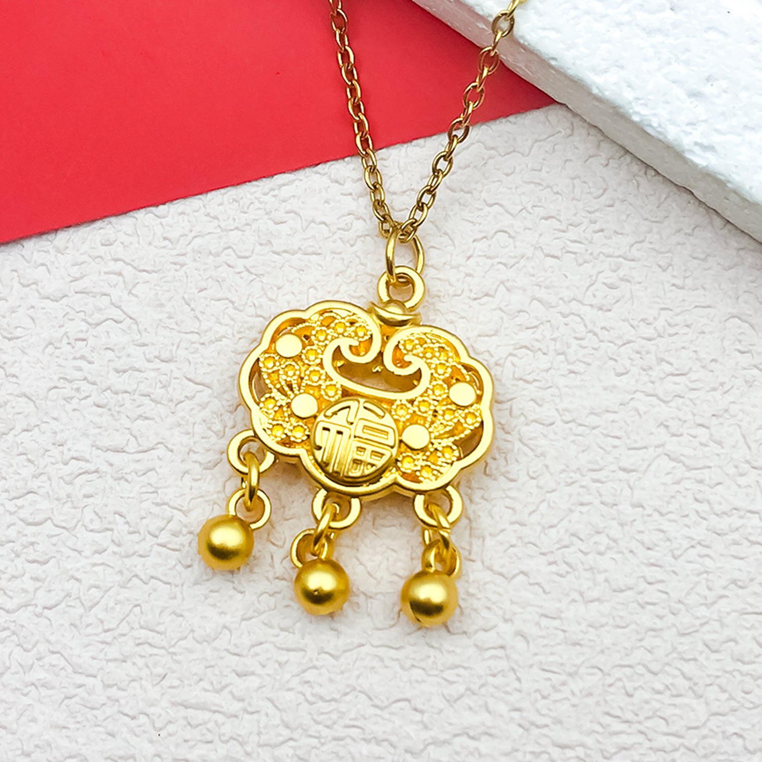 Antique Gold Zinc Alloy Longevity Lock Rattle Drum Lotus Charm Pendant for DIY Jewelry