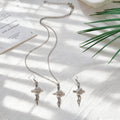 Rose Cross Pendant Necklace and Earring Jewelry Six Options view 2