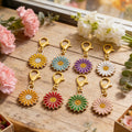 Enamel Daisy Flower Charm Gold Lobster Clasp Eight Colors view 4