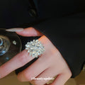 Silver Tone Radiating Clear Marquise Crystal Cluster Statement Ring view 4