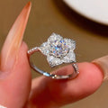 Round Clear Stone Floral Petal Cluster Ring In Silver Tone view 3