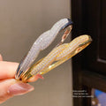 Pave Rhinestone Twist Wave Open Bangle Bracelets Two Tones view 1