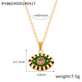 Gold Enamel Evil Eye Pendant Necklace Crystal Center 40+5cm view 8
