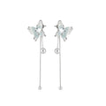 Gradient Butterfly Earrings With Long Crystal Bead Tassels view 5