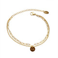 Double Layer Lucky Disc Necklace Bracelet Gold Steel view 4