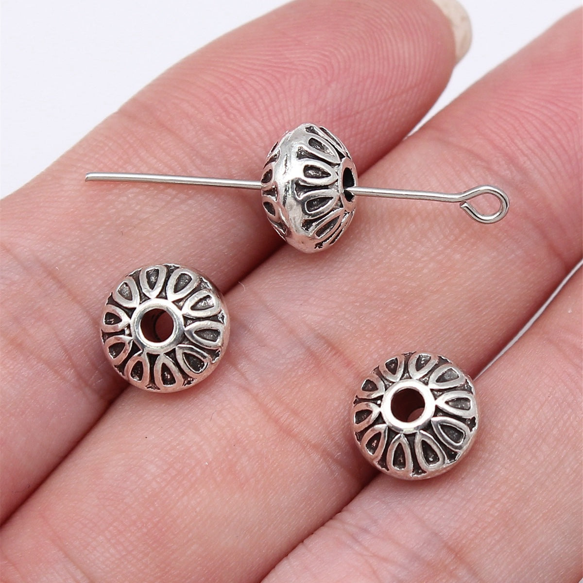 10x10x6.5mm 1.9g Multicolor Zinc Alloy Patterned Small Hole Spacer Beads for DIY Bracelet Jewelry