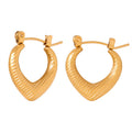 Pointed U Hoop Earrings Diagonal Rib Texture Metal view 5