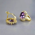 Colored Oval Halo Hinged Hoop Earrings In Five Stone Colors view 3