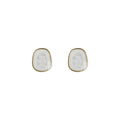 Gold Bezel Cream Enamel Shell Inlay Irregular Oval Studs view 5