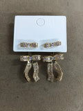 Crystal Ribbon Bow Drop Stud Earrings in Two Tones view 7