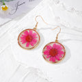 Gold Round Pressed Daisy Resin Drop Earrings 9 Colors view 11