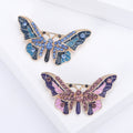 Enamel Butterfly Brooch Rhinestone Wings Purple or Blue Finish view 1