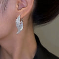 Silver Tone Crystal Leaf Cluster Earrings Jewelry Design view 3