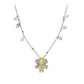 Silver Tone Yellow Crystal Flower Pendant Necklace view 5