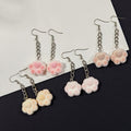 Flocked Cat Paw Chain Drop Earrings in Four Soft Colors view 1