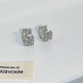 Square Silver Tone Clear Stone Huggie Hoop Earrings view 4
