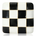 Black and White Enamel Checkerboard Square Metal Brooch view 1