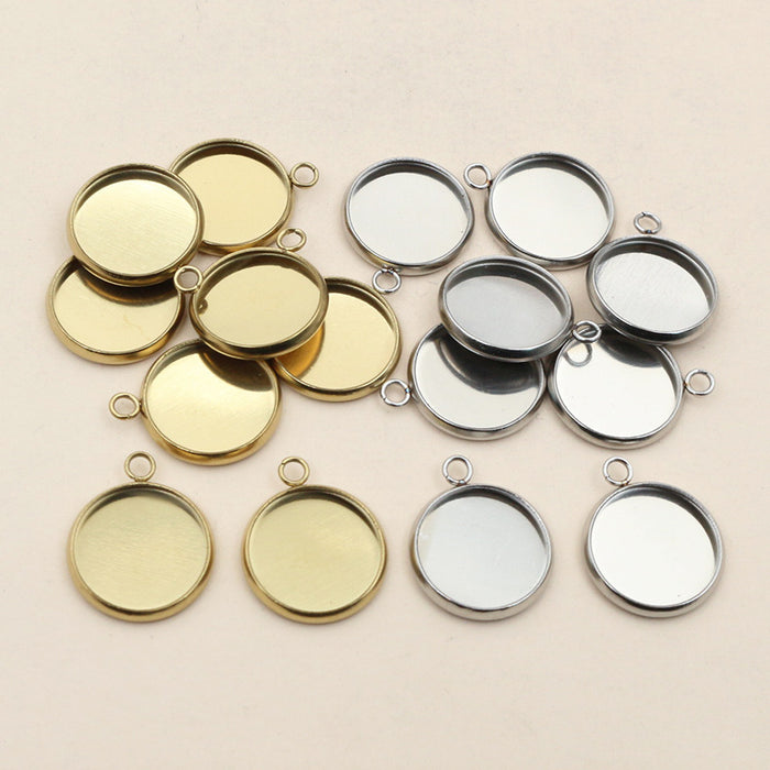Round Stainless Steel Pendant Bezels With Single or Double Loops