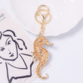 Enamel Seahorse Keychain Rhinestone Head Gold Clasp Two Colors view 4