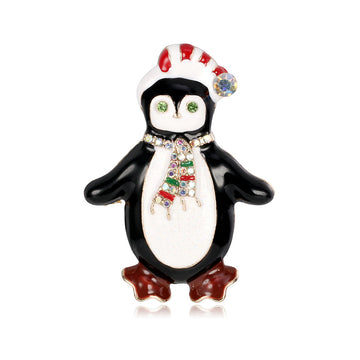 Penguin Enamel Metal Brooch Pin 4 x 5.5 cm for Jackets and Lapels
