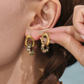 Irregular Open Loop Stone Cluster Stud Earrings in Gold Tone view 4