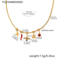Gold Snake Chain Necklaces With Bell Bee Chili Charms view 7