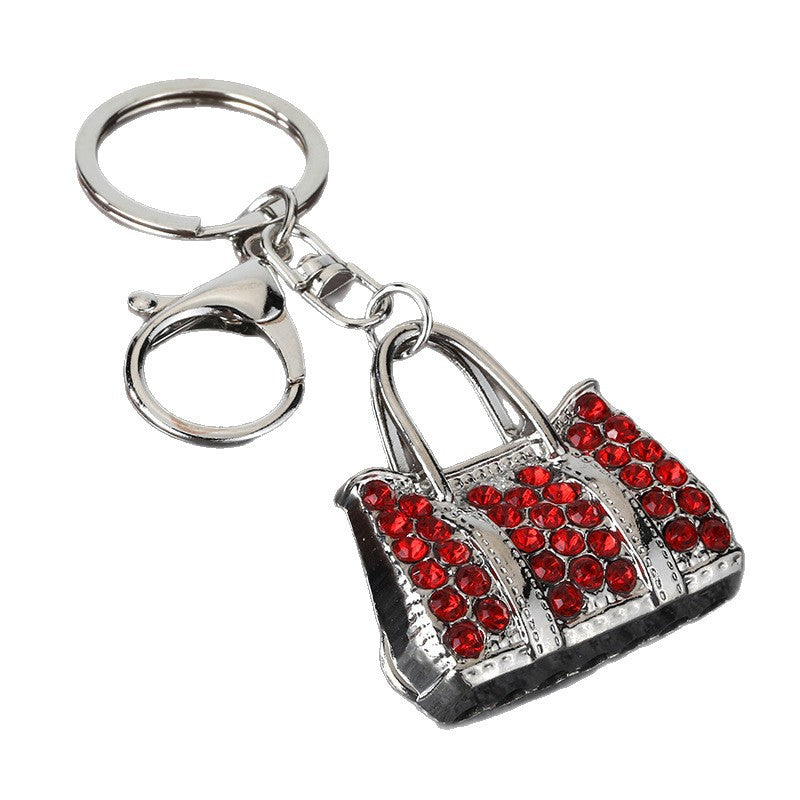 Rhinestone Handbag Alloy Keychain Purse Charm Gift for Women
