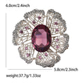 Oval Crystal Halo Brooch Pin in Green Purple or Blue view 5