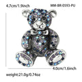 Crystal Teddy Bear Brooch in Blue Antique Gold or Silver Tone view 4